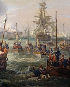 Koninklijke vloot die Lodewijk XVI volgt in Cherbourg op 23 juni door Louis Philippe Crepin