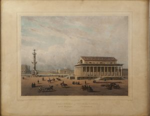 Beurs in Sint-Petersburg, eind jaren 1840 door Louis Pierre Alphonse Bichebois