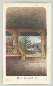 Rustieke prieel, uit de serie, Uitzichten in Central Park, New York, Deel 3, 1864 door Louis Prang