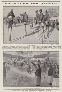 Hoe de Chinezen zich vermaken (litho) door Louis Remy Sabattier