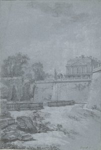 Gezicht op het park en een vleugel van kasteel Saint-Cloud door Louis Rolland Trinquesse