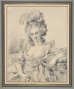 Portret van een dame, voorbereidende studie voor een schilderij door Louis Rolland Trinquesse