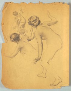 Studie van een Buigende Naakte Figuur door Louis Schaettle