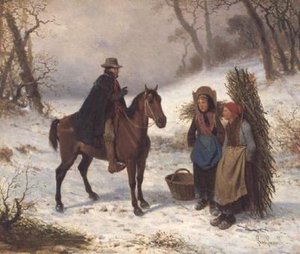 Sneeuwscène door Louis Simon Lassalle