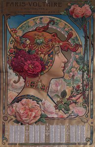 Kalender voor 1901 voor de Paris-Voltaire winkel, Parijs, ca. 1900 door Louis Theophile Hingres