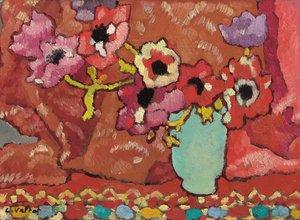 Anemonen in Groene Kan, c.1940 door Louis Valtat