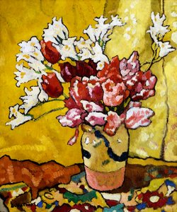 Vaas, Tulpen en Witte Bloemen door Louis Valtat