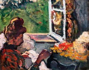 Vrouw zittend bij het raam, detail, ca. 1903 (olieverf op karton)