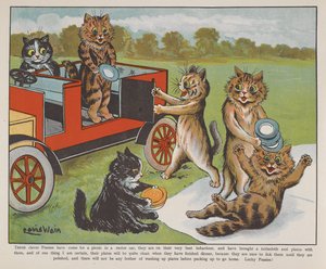 Katten bereiden zich voor op een picknick