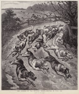 Honden in volle vaart aan het begin van het jachtseizoen door Louis Wain