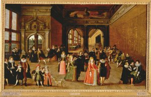 Bal tijdens het bewind van koning Henri IV ... (schilderij op doek) door Louis de Caullery