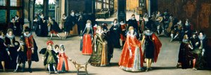 Elegante figuren dansen in een interieur