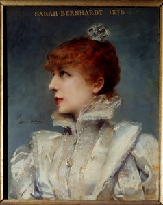 Portret van Henriette Rosine Bernard genaamd Sarah Bernhardt (1844-1923) lid van de Comedie Francaise. Schilderij door Louise Abbema (1858-1927) door Louise Abbéma