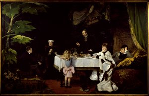 Het ontbijt in de kas. Schilderij door Louise Abbema (1858-1927) 1877