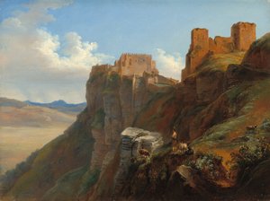 Uitzicht op het Castello di San Giuliano, nabij Trapani, Sicilië