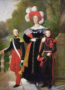 Marie Amelie van Bourbon-Sicilië en haar zonen, Henri van Orleans, Hertog van Aumale en Antoine, Hertog van Montpensier, 1835 door Louise Marie Jeanne Hersent