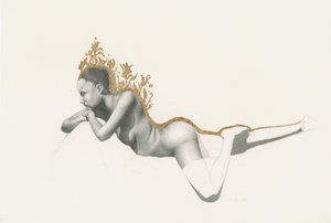Contemplatief gouden beeldje door Lourens Joubert
