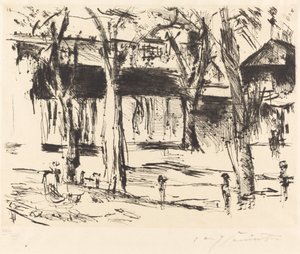 Bahnhof Tiergarten Hof met Bomen door Lovis Corinth