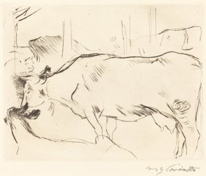 Koeienstal II door Lovis Corinth