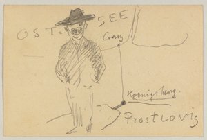 Lovis Corinth aan Carl Strathmann: Postkaart, Poststempel 10 april 1903 door Lovis Corinth
