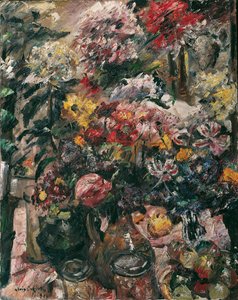 Stilleven met chrysanten en amaryllis door Lovis Corinth
