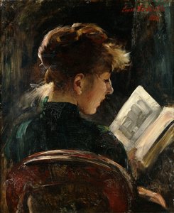 Vrouw die Leest; Lesendes Mädchen, 1888 door Lovis Corinth