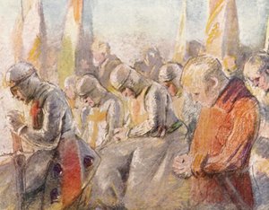 Illustratie voor verhalen over de kruistochten (kleurenlitho)