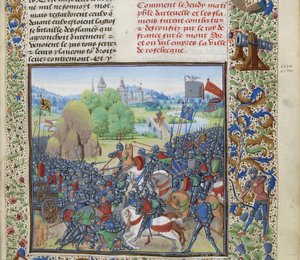 De Slag bij Roosebeke op 27 november 1382, ca. 1470-1475 door Loyset Liedet