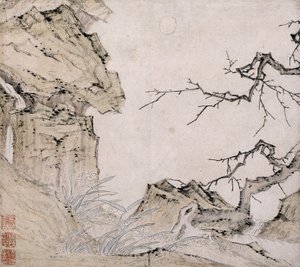 Narcissus, pruimenboom in een landschap door Lu Zhi