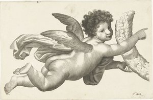 Zwevende putto met krans