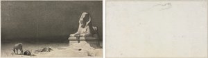 De Rust tijdens de Vlucht naar Egypte (recto); Schets van een Sfinx [?] (verso) door Luc Olivier Merson