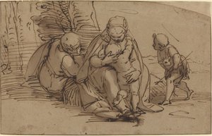 Heilige Familie met de Jonge Sint Jan door Luca Cambiaso