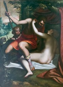 Venus en Adonis door Luca Cambiaso