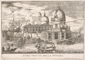 Plaat 61: Uitzicht op het douanehuis Dogana da Mar bij de samenvloeiing van het Canal Grande..., 1703 door Luca Carlevarijs