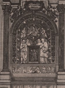 Altaar van de kerk van Santa Maria delle Grazie, door Luca della Robbia, Montepulciano, Toscane, Italië, houtsnede uit Le cento citta d