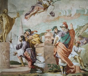 Lycaon, zoon van Antenor, wijdt Apollo