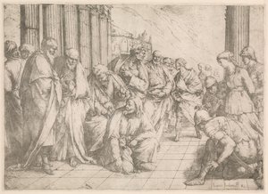 Christus en de overspelige vrouw door Luca Giordano