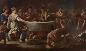 Dives en Lazarus, 1680 door Luca Giordano