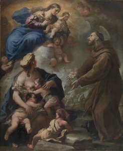 De Maagd en het Kind verschijnen aan Sint Franciscus van Assisi, 1680s door Luca Giordano
