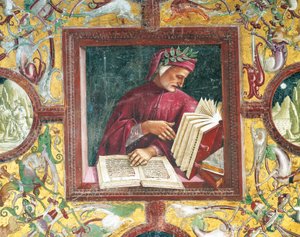 Italië, Umbrië, Orvieto, Kathedraal, Kapel van de Madonna di San Brizio, portret van Dante Alighieri door Luca Signorelli, fresco