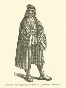 Zelfportret van de Italiaanse schilder Luca Signorelli (gravure) door Luca Signorelli