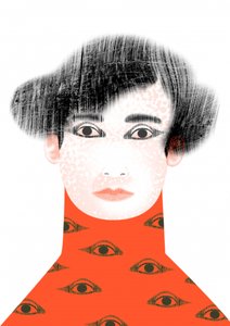 Surrealistische vrouw met ogen door Luca di Napoli