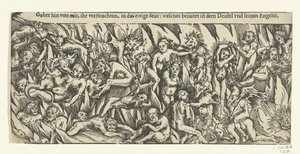 Hel met demonen en verdoemden in het eeuwig vuur door Lucas Cranach