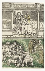 Jozef verklaart de dromen van Farao door Lucas Cranach