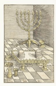 Zevenarmige kandelaar en tafel met het toonbrood door Lucas Cranach