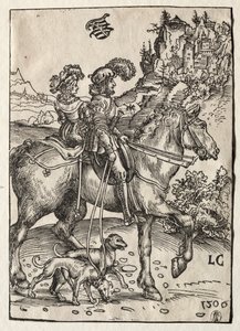 Een Heer en een Dame op Weg naar de Jacht door Lucas Cranach