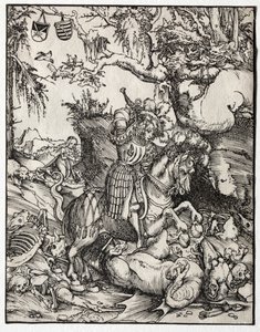 Sint Joris doodt de draak door Lucas Cranach