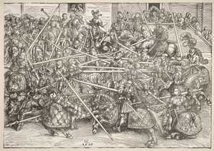 Het toernooi met lansen door Lucas Cranach