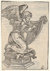 Een Zilveren Beeldje van een Engel die de Harp Speelt, uit de Grote Serie van Wittenberg Relikwieën, 1509