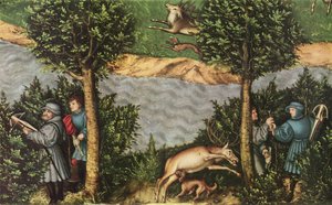 Een hertenjacht met keurvorst Friedrich de Wijze
 detail door Lucas Cranach the Elder